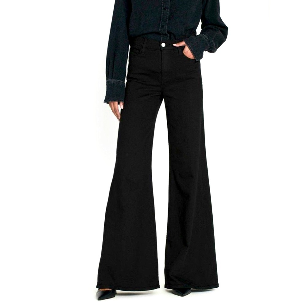FRAME Le Palazzo wide leg black jeans / pants in Noir